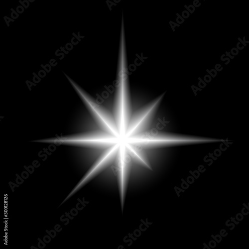 Template for New Year or Christmas project. Christmas Star. Black background