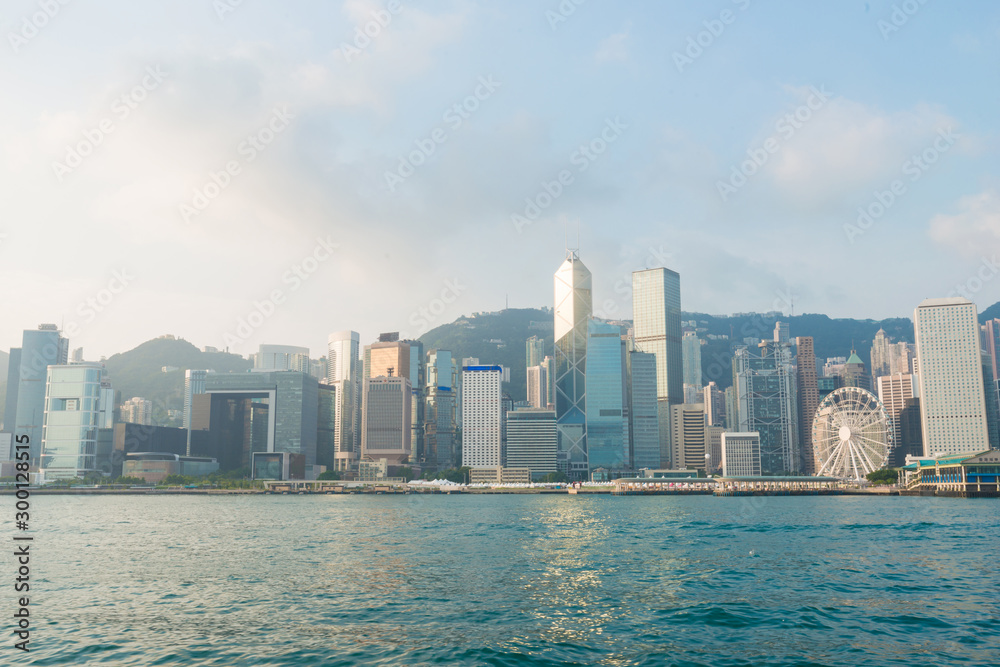 Hongkong island skyline from Kowloon city