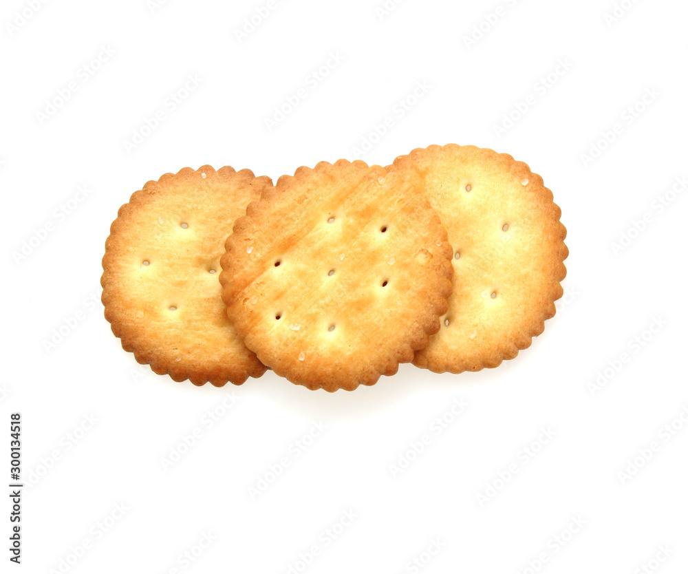 Round cheese crackers with salt isolated on white background. Round cheese crackers with salt isolated on white background.