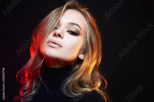 beautiful woman in color hair. colorful girl