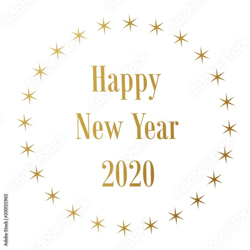 golden header happy new year 2020 card with snowflakes and place for text