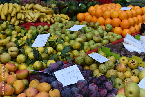 Fototapeta Naklejka Na Ścianę i Meble -  Closeup of fruits and vegetables on a local market in Funchal in Madeira, Portugal