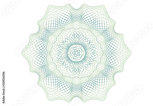 Guilloche elements pattern for graduation, business, award, coupon, banknote and banner. Rosette linear watermark  for different certificate.