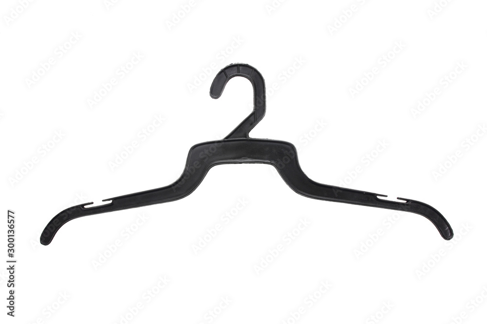 Black plastic clothes hanger isolated on white background.Clothes hanger Black plastic clothes hanger isolated on white background.Clothes hanger