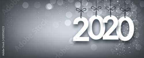 happy, new year, 2020, golden, shiny, vector, greeting, banner, poster, bokeh, congratulate, background, holiday, festive, celebrate