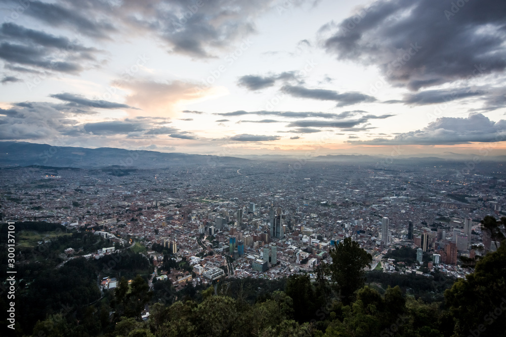 Fototapeta premium View over Bogota at sunset