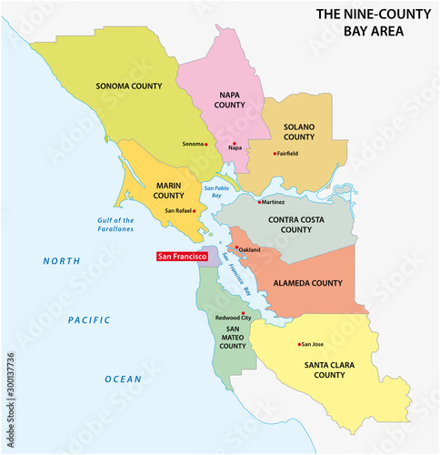 Administrative map of the California region San Francisco Bay Area