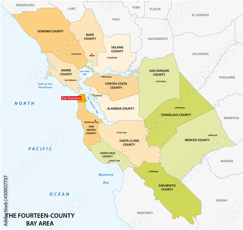 Administrative map of the California region San Francisco Bay Area