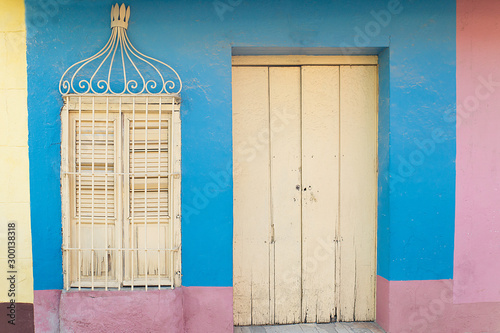 blue and pink facade, trinidad - cuba