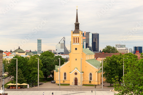 St. John's Church (Jaani kirik) Lutheran church built in neo-Gothic style featuring large pipe organ. Tallinn, Estonia. Freedom Square in central Tallinn photo