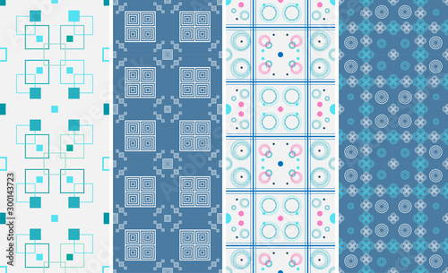 4 Collection Chic Different Vector Seamless Pattern, Abstract Collection Geometric Pattern Desing Background