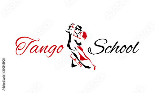 Tango dancing couple man and woman vector illustration, logo, icon for dansing school, party, lessons