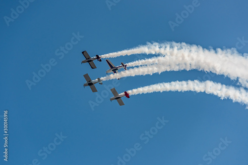 Jiangxi Nanchang Flight Conference aerobatic team flying in the blue sky