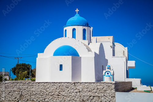 Traditional churches of Santorini  Cyclade island  Greece