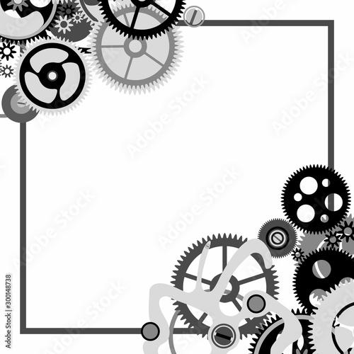 Frame from the elements of the watch mechanism. Vector image.