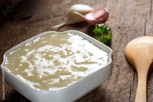 Fresh homade garlic sauce photo