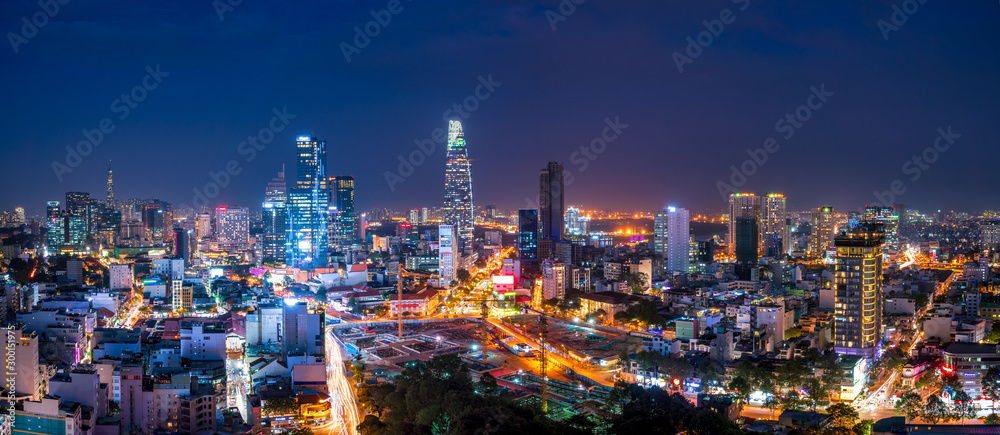 Fototapeta Cityscape of Ho Chi Minh City, Vietnam at night
