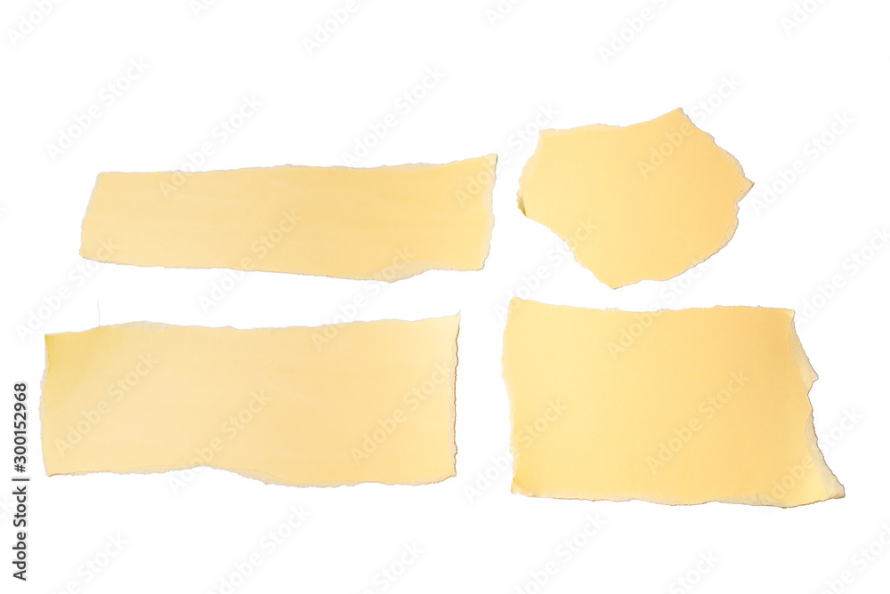 Empty beige paper pieces isolated. Space for text or design.