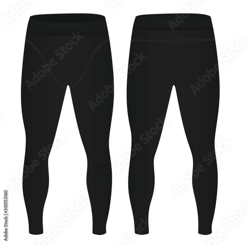 Man black elastic tight pants. vector 