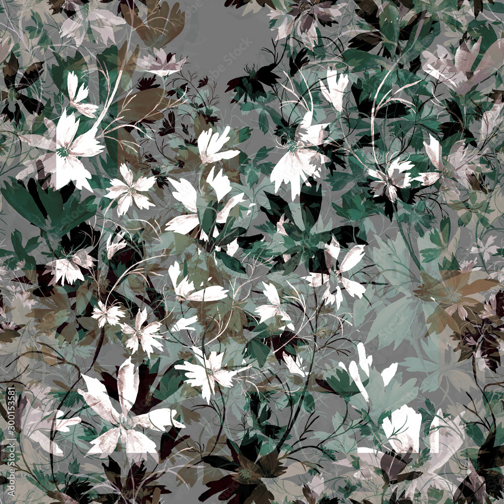 custom made wallpaper toronto digitalWatercolor seamless pattern. Illustration. Flowers