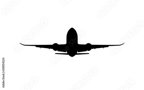 Vector illustration of take-off black on white jet plane. 
