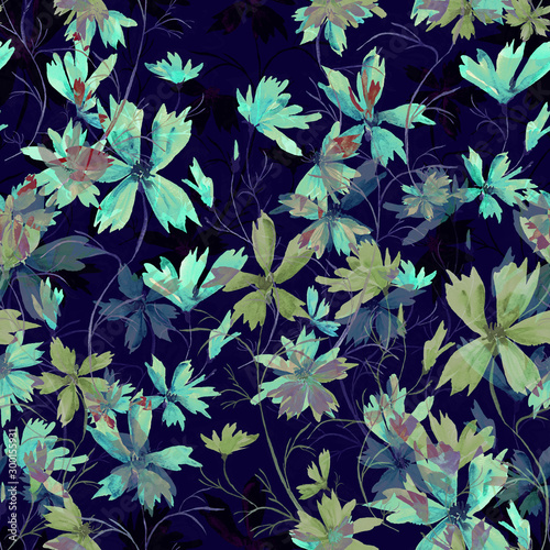 Wallpaper Mural Watercolor seamless pattern. Illustration. Flowers Torontodigital.ca