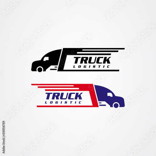 Truck silhouette icon vector design, logistics or delivery service logo.