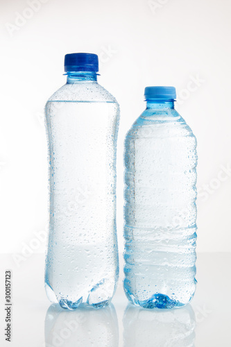 plastic water bottle on a white background