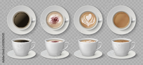 Canvastavla Realistic coffee cups