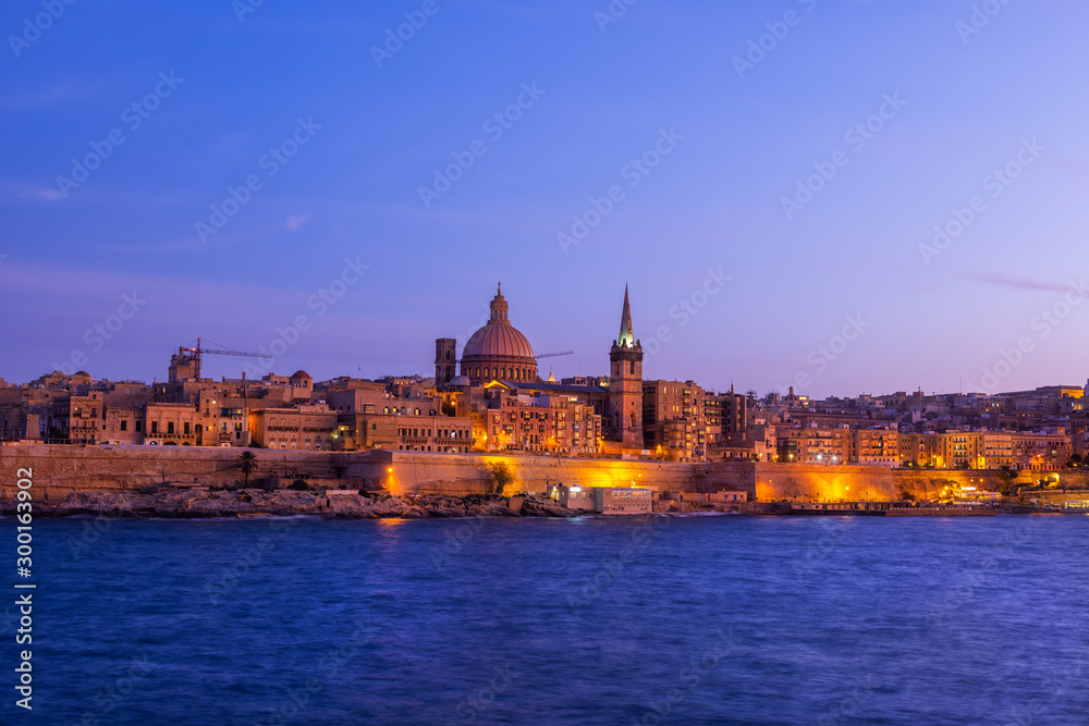 Valletta City At Twilight In Malta
