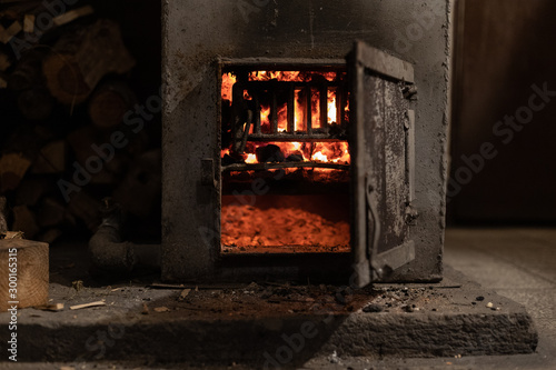 Cuadro en lienzo Home heating of coal furnace