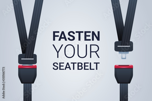 fasten your seat belt poster safe trip safety first concept horizontal flat vector illustration