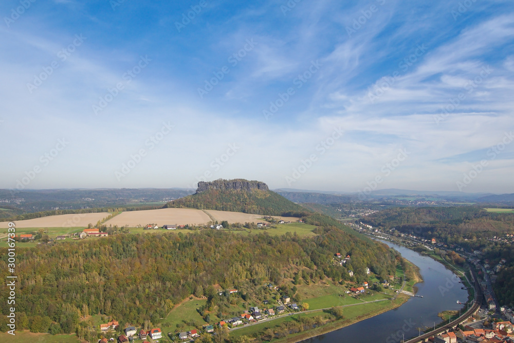 The Lilienstein in the Saxon Switzerland seen from the fortress Königstein