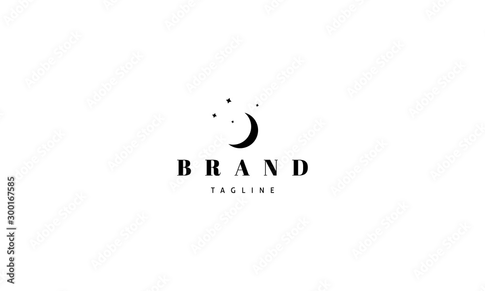 Vector logo on which the abstract image of the moon and stars. Vector logo on which the abstract image of the moon and stars.