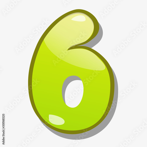 Vector illustration of cartoon figure number six.