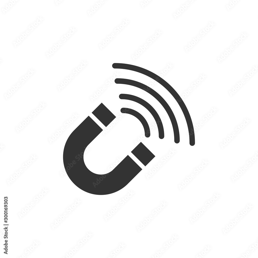 Magnet icon in flat style. Attract vector illustration on white isolated background. Electromagnetic business concept. Magnet icon in flat style. Attract vector illustration on white isolated background. Electromagnetic business concept.
