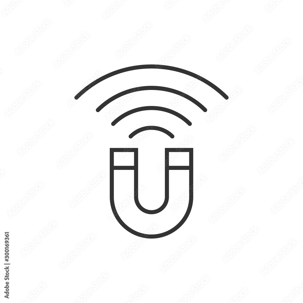 Magnet icon in flat style. Attract vector illustration on white isolated background. Electromagnetic business concept. Magnet icon in flat style. Attract vector illustration on white isolated background. Electromagnetic business concept.