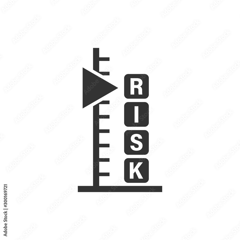 Risk level icon in flat style. Result vector illustration on white isolated background. Assessment business concept. Risk level icon in flat style. Result vector illustration on white isolated background. Assessment business concept.