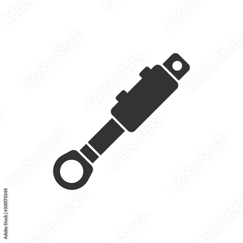 Hydraulic icon in flat style. Cylinder vector illustration on white isolated background. Equipment business concept.