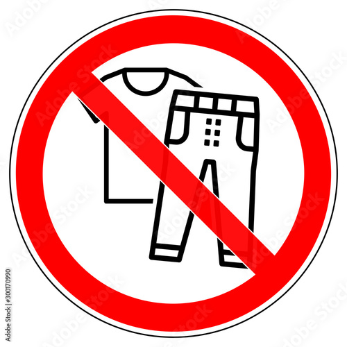 srr556 SignRoundRed - german - Symbol - Altkleidersammlung / Kleidung verboten: english - prohibition sign - t-shirt or trousers not allowed: clothing bin / old used clothes - red xxl g8673