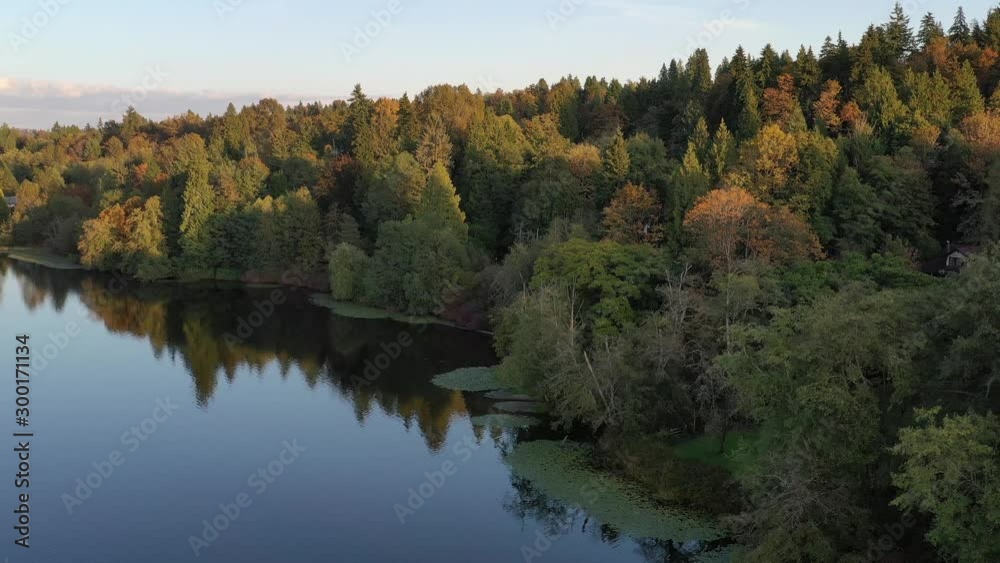 Aerial View at Mountain Lake with Blue Sky in British Columbia, Canada. 4K. Aerial View at Mountain Lake with Blue Sky in British Columbia, Canada. 4K.