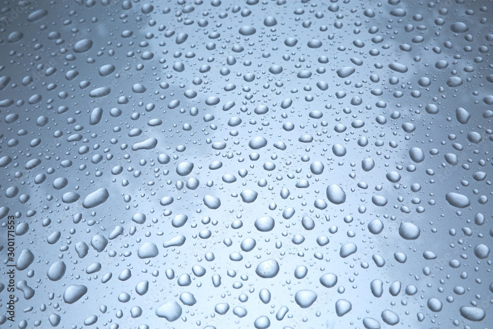 Water drops on a shiny paint surface of a car