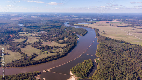 Forest top view drone red river louisiana photo