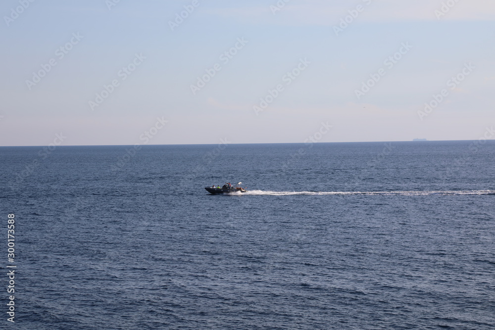 Speed boat cruising the sea