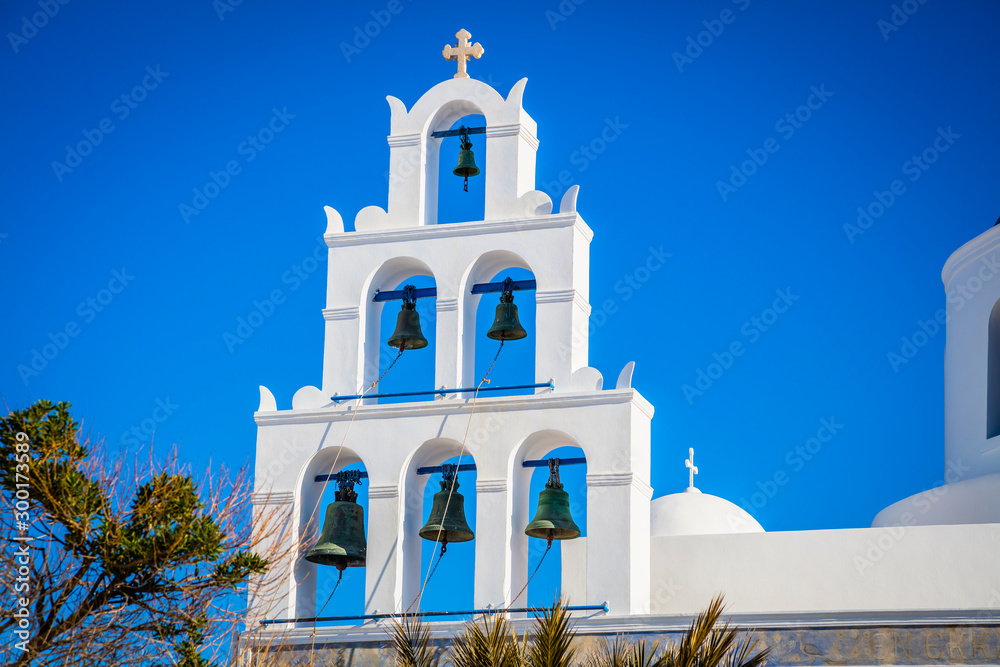 Traditional churches of Santorini, Cyclade island, Greece Traditional churches of Santorini, Cyclade island, Greece