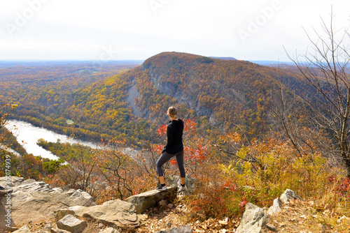 Hiking Girl At Scenic Mountainous Lookout