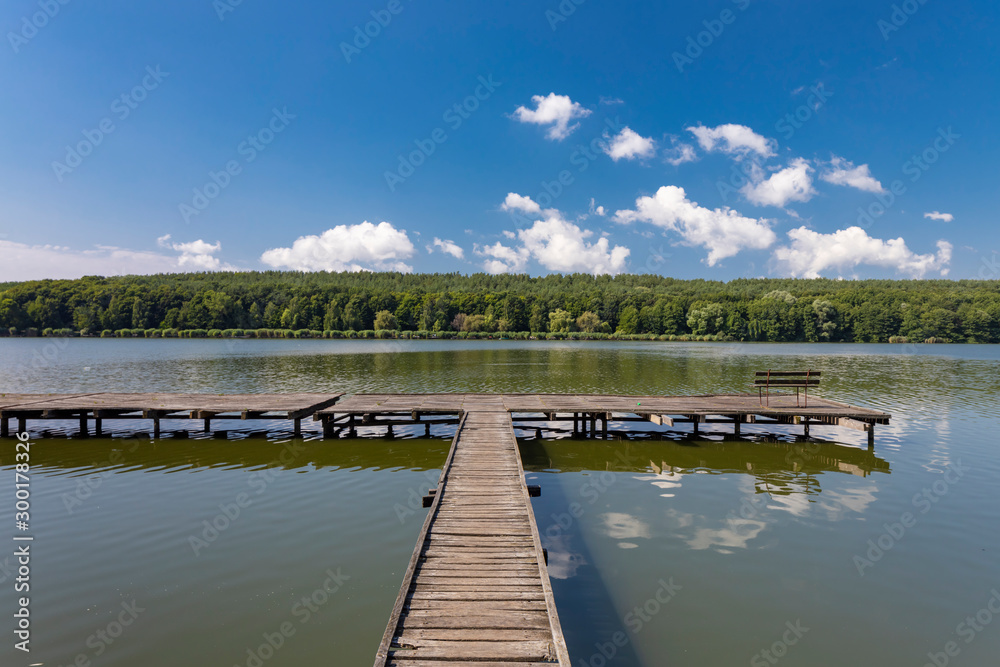 Pier on the pond Jenoi-to, Hungary