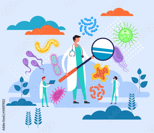 Epidemiology research laboratory concept. Vector flat graphic design cartoon illustration photo