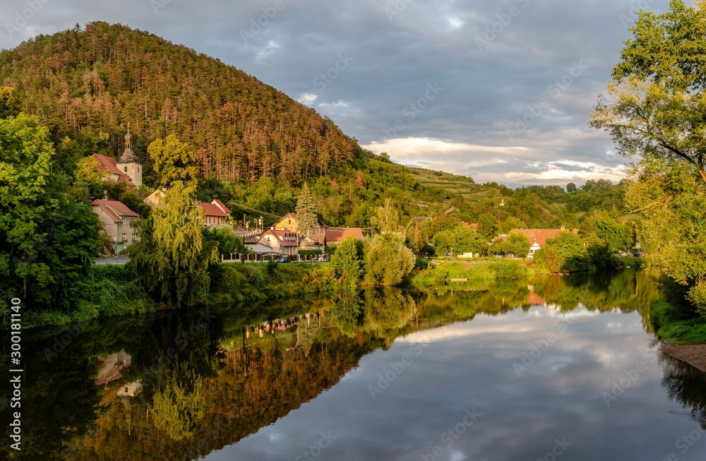 autumn landscape with river. czech republic