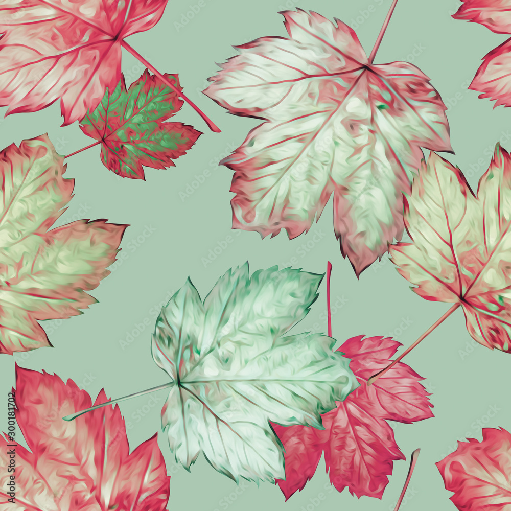 Fototapeta premium Maple leaves seamless pattern. Watercolor background.